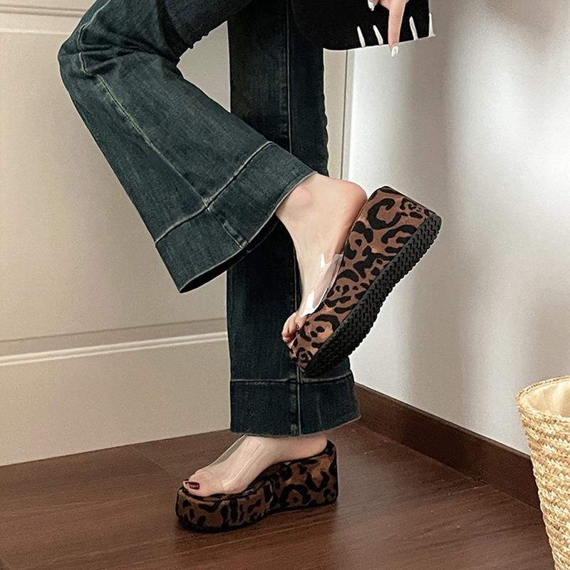 Fashionable and Versatile Wedge Heel Height-increasing Thick-soled Shoes One-shoulder Shoes Women's Flip-flops