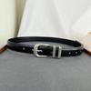 Women's Retro Genuine Leather Belt with Silver Buckle, 2.5CM Wide, Versatile for Jeans