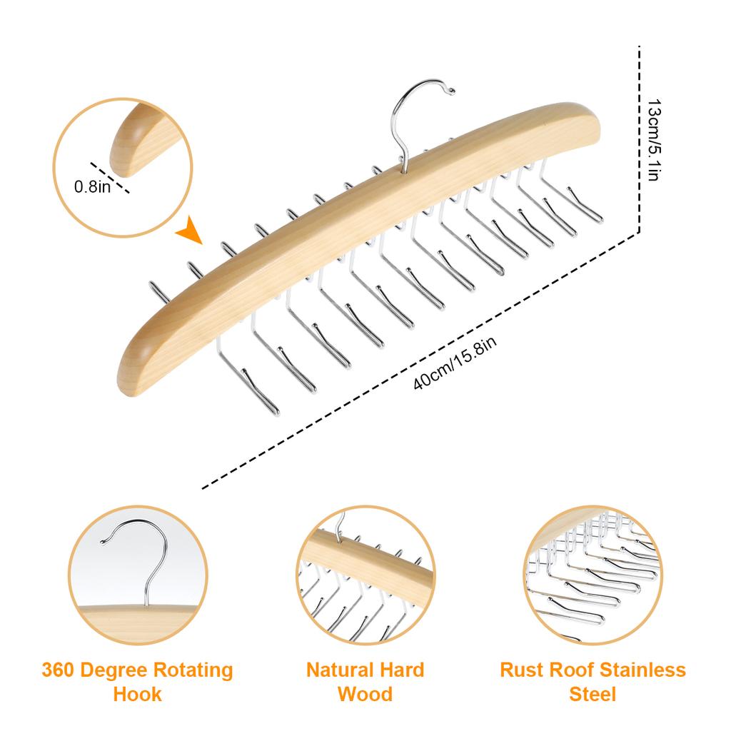 Holz-Trägeraufhänger Camisole Organizer mit 24 Metallhaken Multifunktionaler Haken Geeignet für Studentenwohnheim Wohnung Schlafzimmer