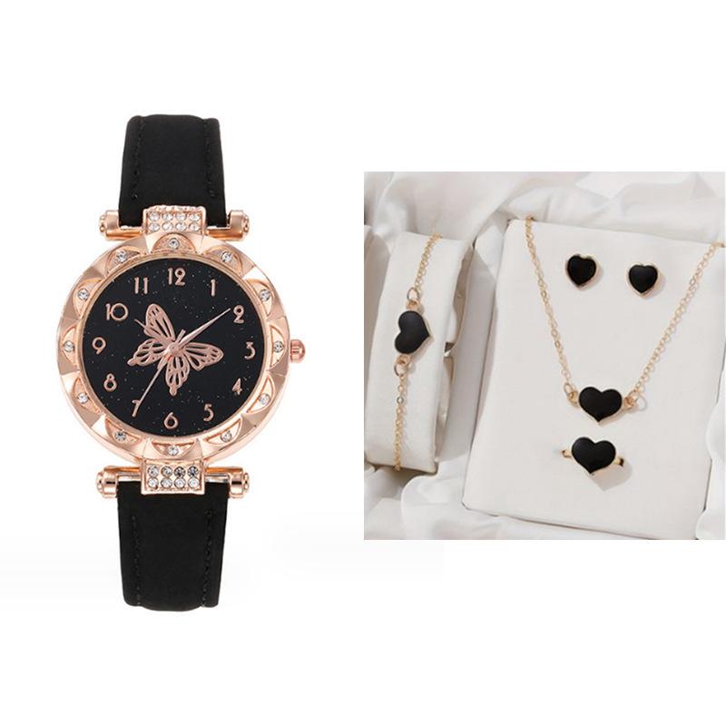 Damen Armbanduhr Schlichte Schmetterling Fünfteiliges Uhrenset Uhr