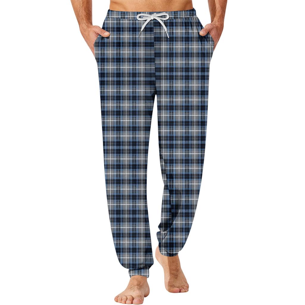 Men's Plaid Print Drawstring Jogger Pants with Pockets Sleepwear for Home