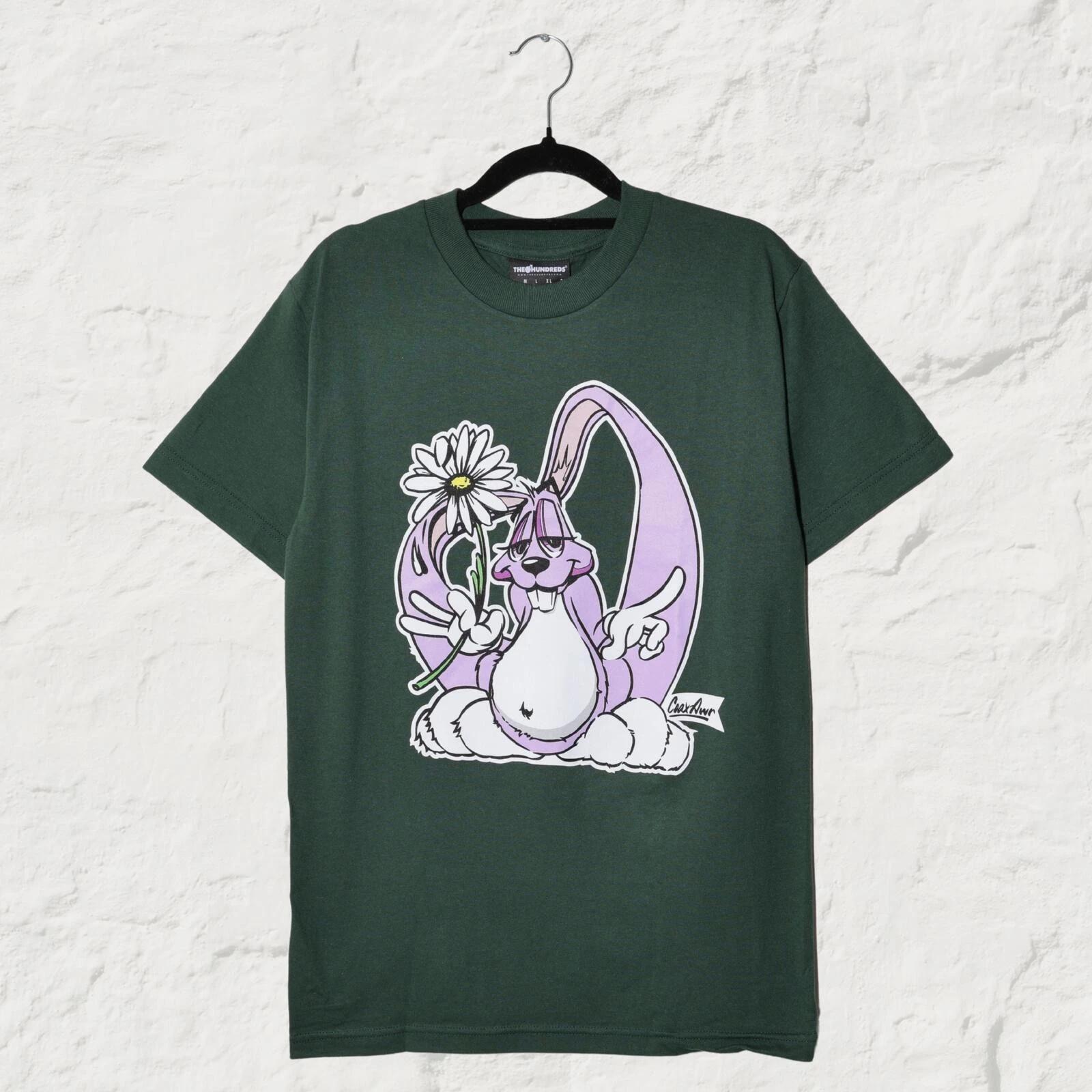 The Hundreds Bunny Graphic Tee Forest Green Cartoon Rabbit T-Shirt S 2XL