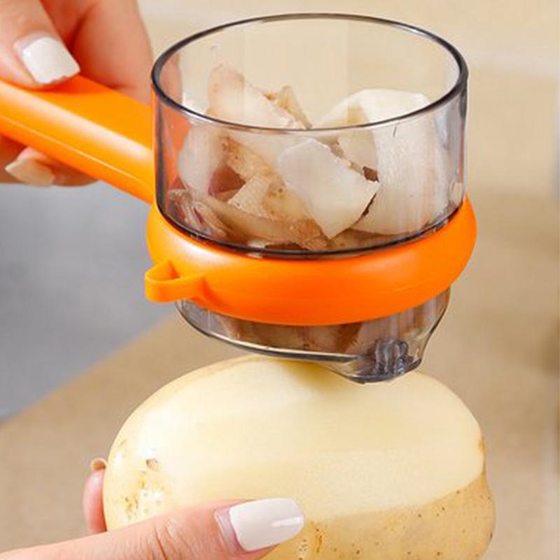 Fruit Peeler with Container Double-Sided Stainless Steel Cutter Potato Peelers Kitchen Gadget Peeling Tool for Carrots Potatoes