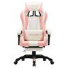 Gaming Chair with Footrest Pink and White Artificial Leather