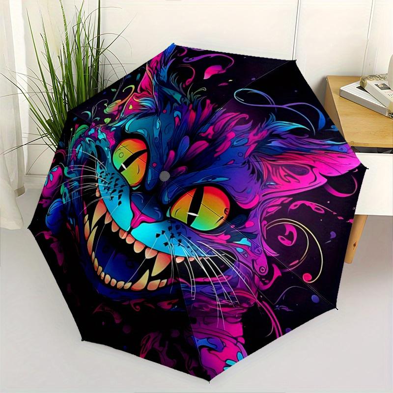 

1pc Art Cat Pattern Umbrella, Fashionable, Personalized, High-Value Folding Umbrella, a Must-Have for Summer, 8-Rib Durable Iron Frame, Tri-