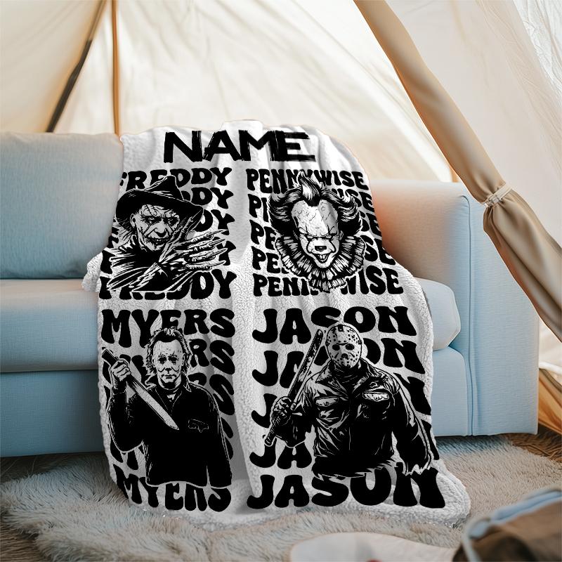 Personalized Custom Name Blanket - Horror movies Print Design,Blanket for Sofa,Bed,Travel,Camping - Soft and Warm, Great Gift