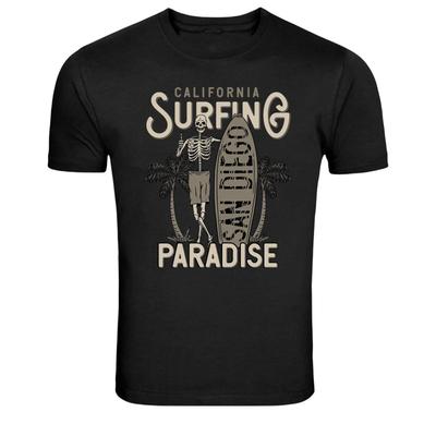 California Surfing Paradise Skeleton Surfboard Beach T-Shirt