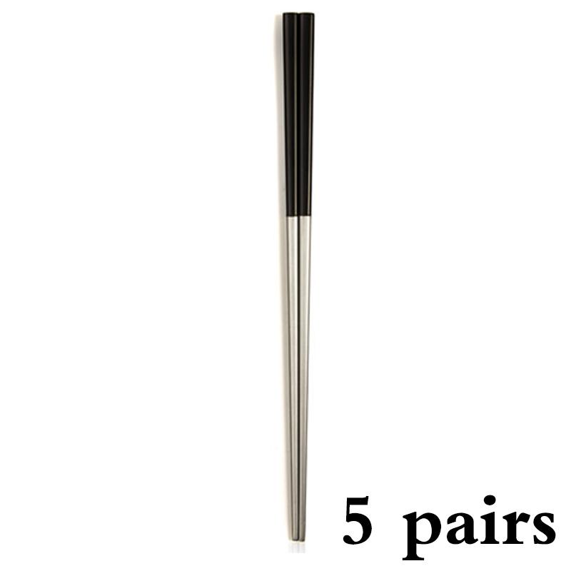 5pairs Wedding Party Chopsticks Durable Non-Slip Korean Chopstick Black Golden Chinese Chop Stick Sushi Dinnerware Japan Cutlery