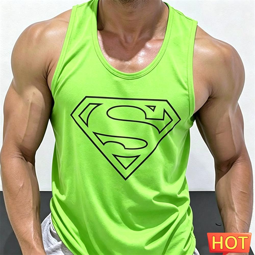 Men Round Neck Sleeveless Fitness Vest Quick‑Dry Gym Tank Top
