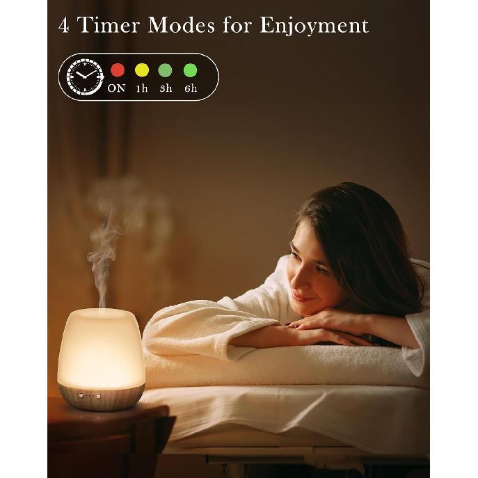 Glass Essential Oil Diffuser, 180ml Ultrasonic Aroma Diffusers for Essential Oil Large Room Diffuser, Auto-Off Timer Night Light for Gift Home Office