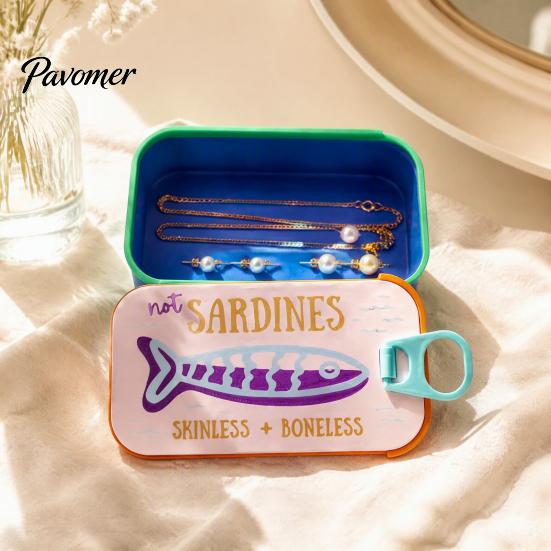 Plastic Jewelry Case Sardine Can Storage Box, Portable Anti-tangle Travel Case, Lightweight Retro Organizer for Necklaces And Earrings