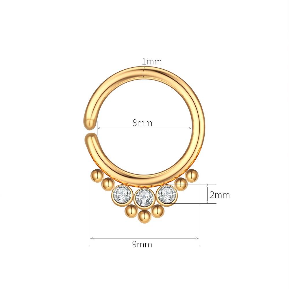 1pc 18g 8mm CZ Stahl Clicker Segment Nasenringe Hoop Offene Scharnier Ohr Helix Septum Piercing unisex Körper Schmuck Piercing Nasenloch