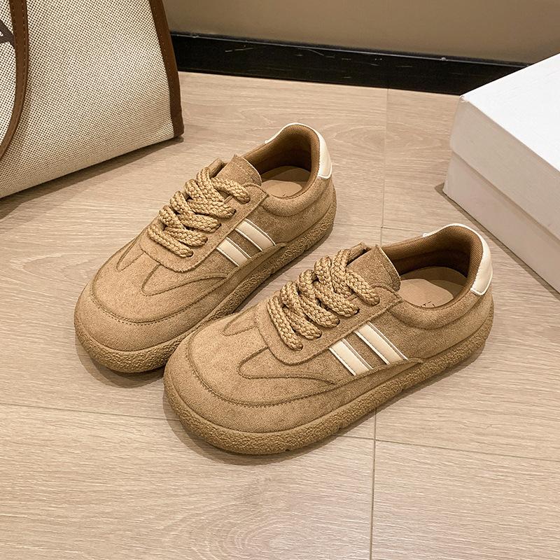 Retro Platform German Training Shoes Women's 2025 Autumn and Winter New Round Head Soft Sole Versatile Casual Board Shoes New