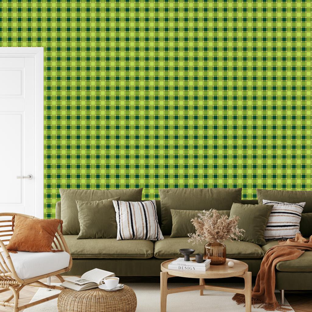 Green Checkered Wallpaper Lime and Green for Living Room and Bedroom 50x1000