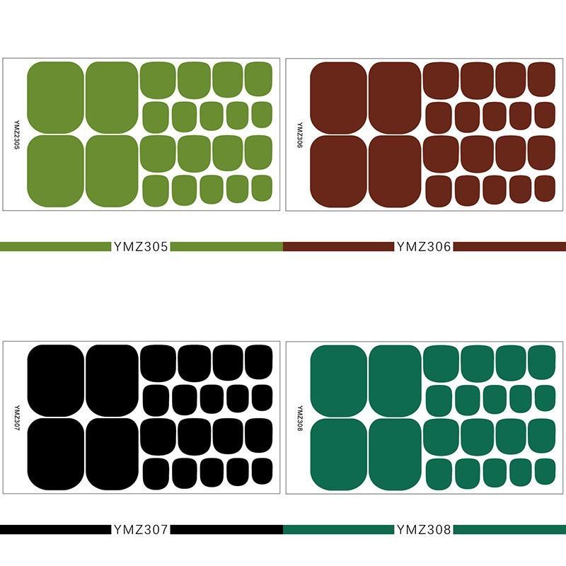 1PC Solid Color Toenail Polish Stickers Full Cover Waterproof  Toe Nail Patch Eco-friendly Long Lasting Toenail Decals Sticker(YMZ277-YMZ308)
