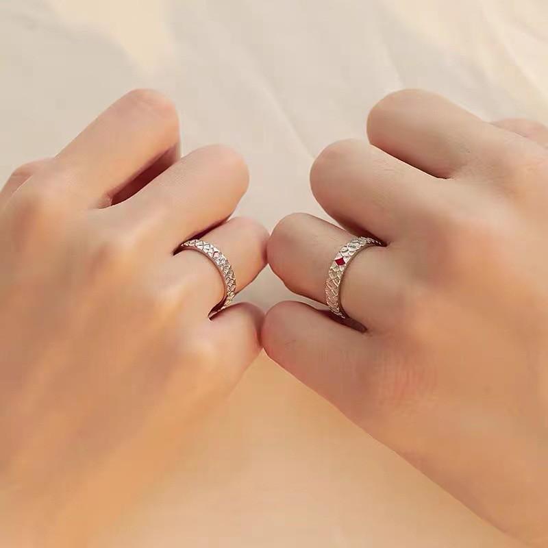 Adjustable Open Ring Set Couples Geometric Vintage Style Plated Romantic Gift