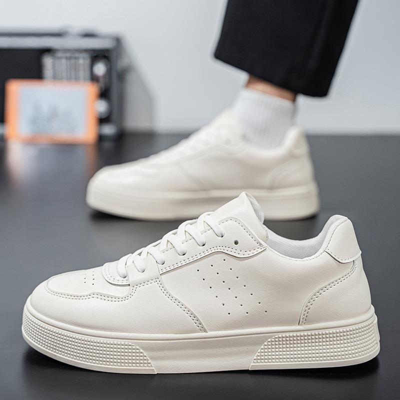 

Men s shoes autumn new breathable board shoes men s trend versatile casual leather shoes thick-soled wear-resistant trendy shoes 39 белый