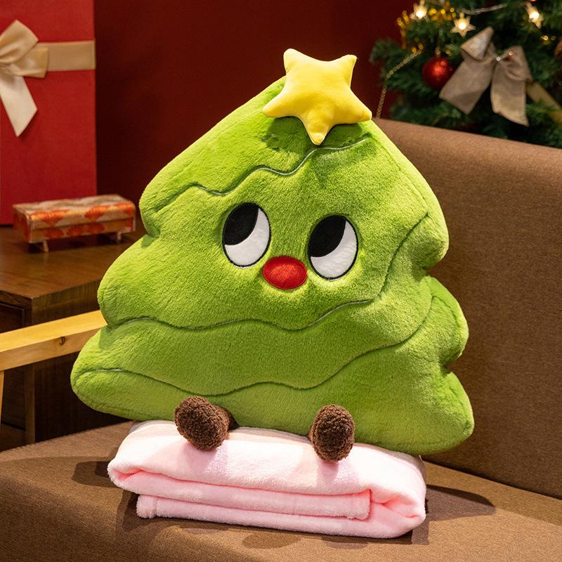 Internet Celebrity Christmas Tree Doll Pillow Blanket 2-in-1 Plush Toy Sleeping Doll Doll Christmas Holiday Gift Female