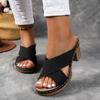 Damen Sommer Leichte Hohl-Sandalen Hohe Absätze Neue Kleider Chunky Cross Offene Zehen Hausschuhe Übergröße Damen Freizeit Schlappen Schuhe