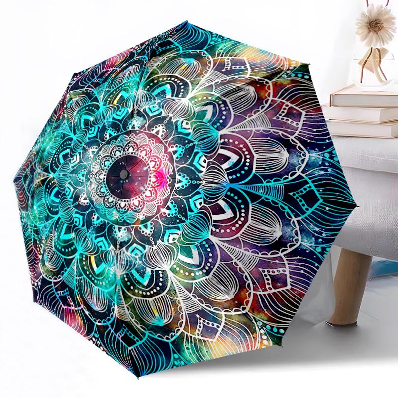 Peaceful Paisley Flowers Outdoor Automatic Umbrella Compact 8-Rib Lightweight Durable Everyday Carry Umbrella Outdoor Accessory Stylish Gift Women