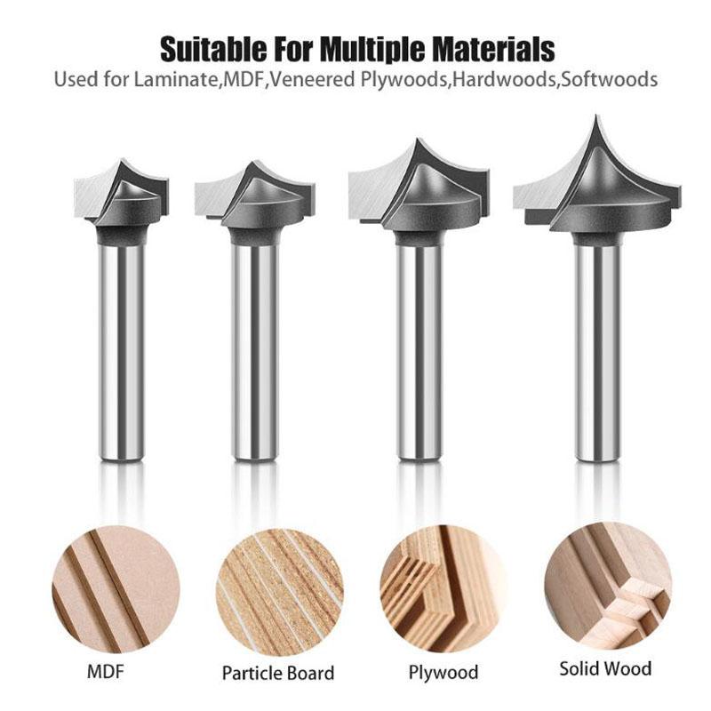Carbură solidă, tăiată cu vârf rotund, bucăți cu nas rotund, scuturatoare, instrumente, freză pentru prelucrarea lemnului, tijă de 6 mm 1/4 inch