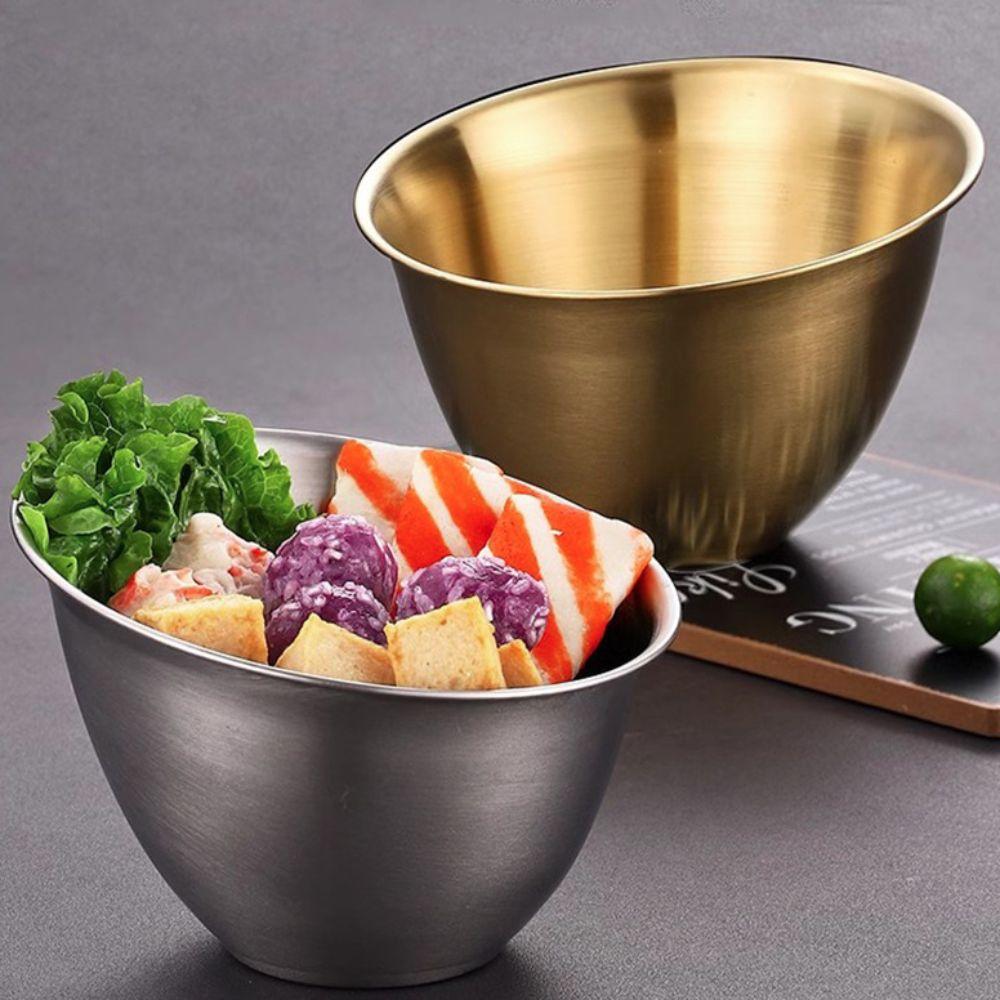 3Pcs Oblique Lettuce Bowl Stainless Steel Soup Serving Basin Multifunctional Meal Prep Bowl  Snack