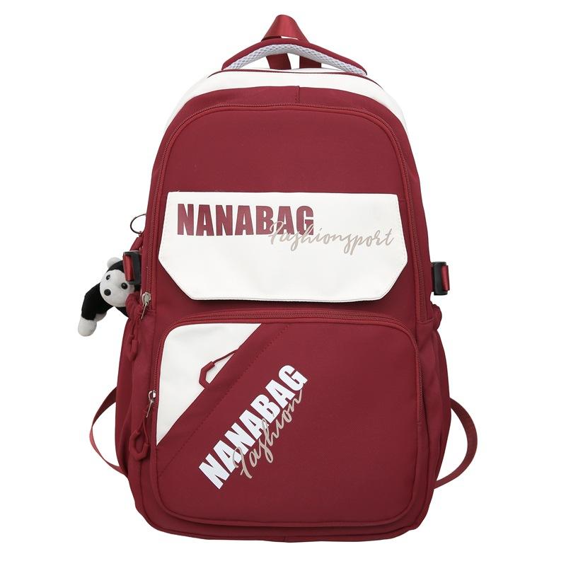 

Backpack Women s Campus Letters Middle School Student Schoolbag Large Capacity Backpack червоний
