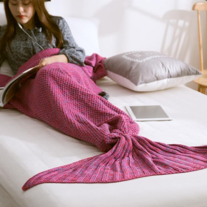 Elegante minimalistische Meerjungfrauschwanz-Decke Weiche gestrickte Fantasie-Kuscheldecke für Sofa, Bett oder als Geschenk Märchenhaft inspirierte gemütliche Wohnkultur