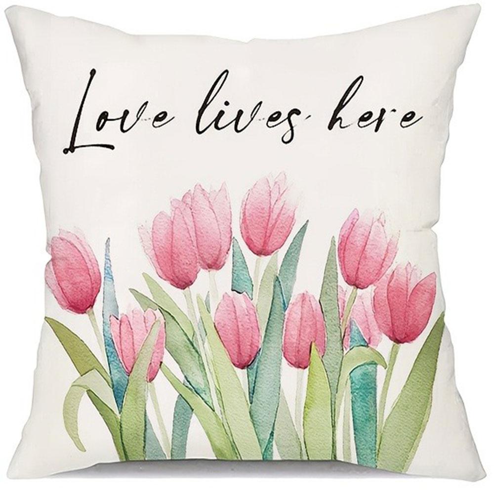 

Рожевий тюльпановий квітковий ринок - тематична наволочка, наволочка, спальня, вітальня, диван, домашній декор, поліестерова наволочка на блискавці 16x16Inch