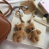Cute Soft Bear Bag Charm Brown Bag Hanging Cartoon Keychain Cartoon Handmade Craft Keychain Bag Decoration