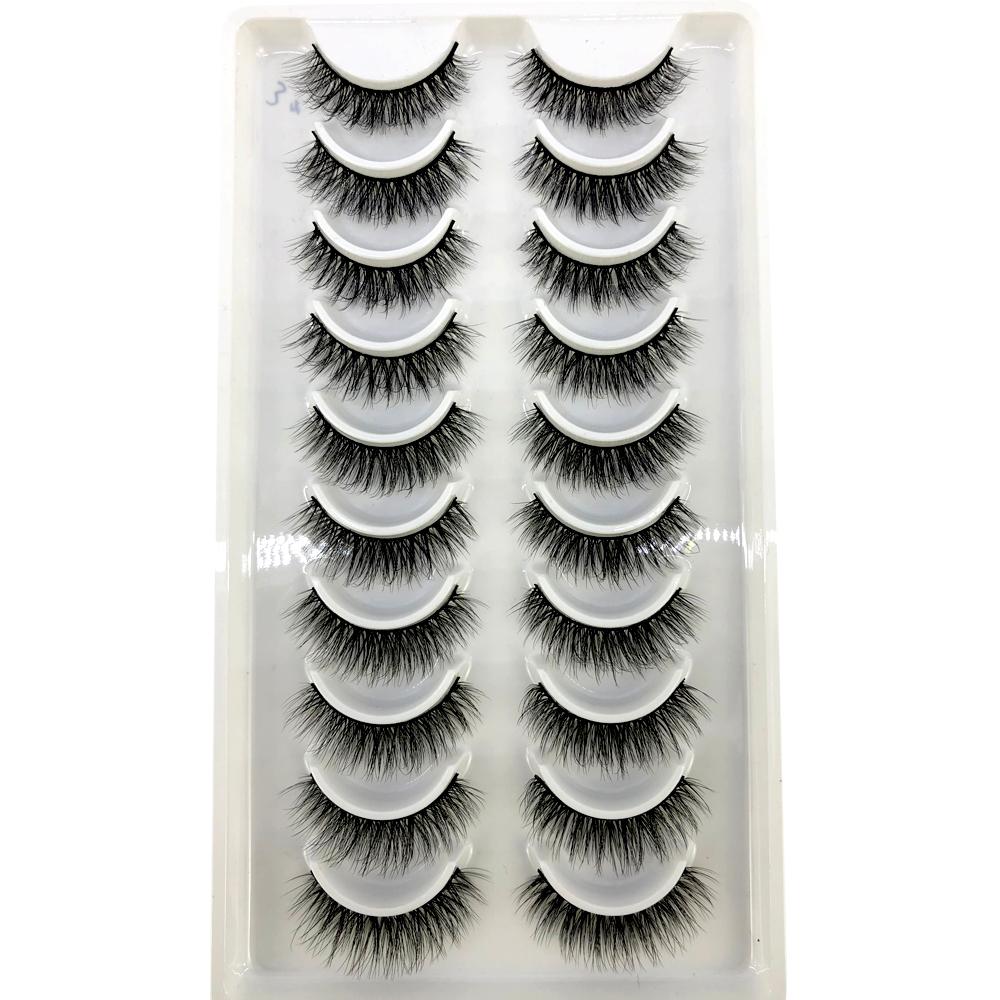 AMSDCN Artificial Mink Short Natural Dramatic False Eyelashes Short Eyelashes 10 Pairs of 3D Eyelash Makeup False Eyelashes