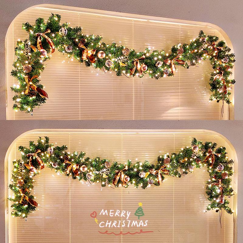 2.7m Rattan Christmas Light Ball Garland for Window Decoration