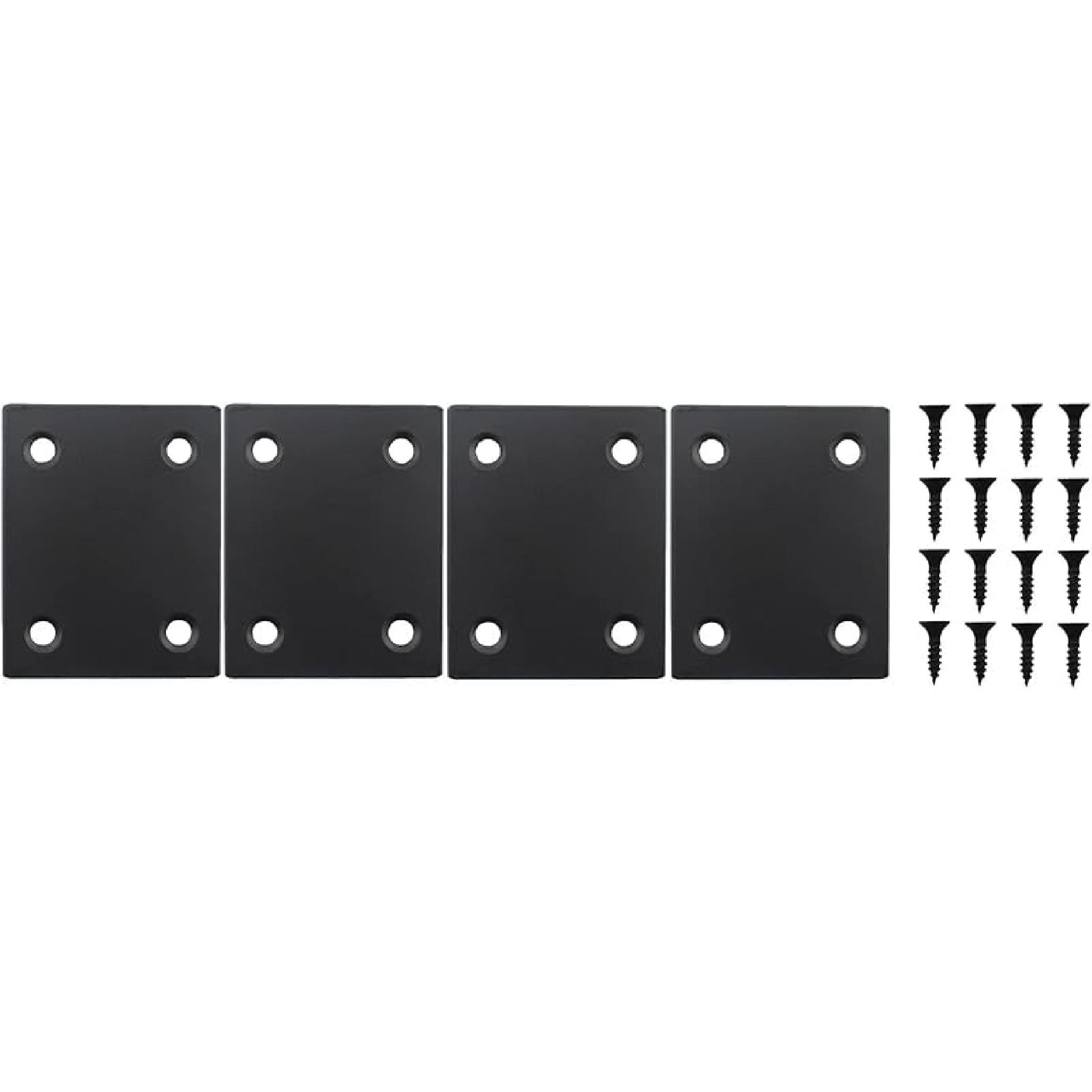 4 Pack Flat Straight Brace Brackets, ULIFESTAR Black Stainless Steel Mending Bracket Plate Metal Shelf Support Fixing Joining Plate for 60x48x2mm/2.4x1.9x0.1