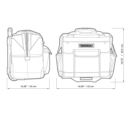 ToughBuilt 14-inch Rolling Bag, Tool Bag Organizer - (TB-71-14)