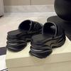 Fashion 8CM Fashion Platform High Slippers Women Open Toe Wedges Sandals Summer Soft Slipper Indoor Outdoor Leisure Beach Shoes Black