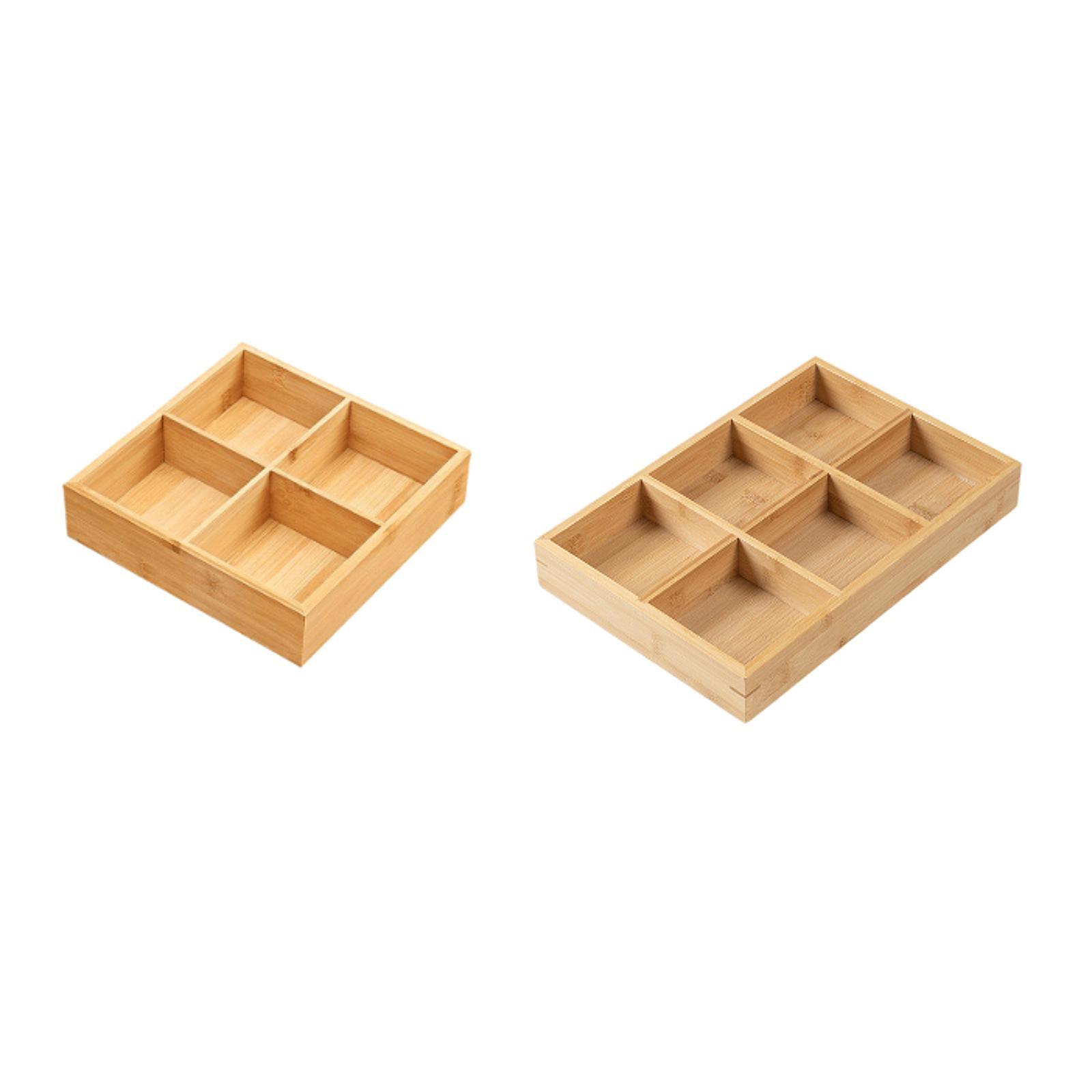

Bamboo Food Serving Tray Nut and Candy Serving Platter Snack Container for Living Room 4 grids