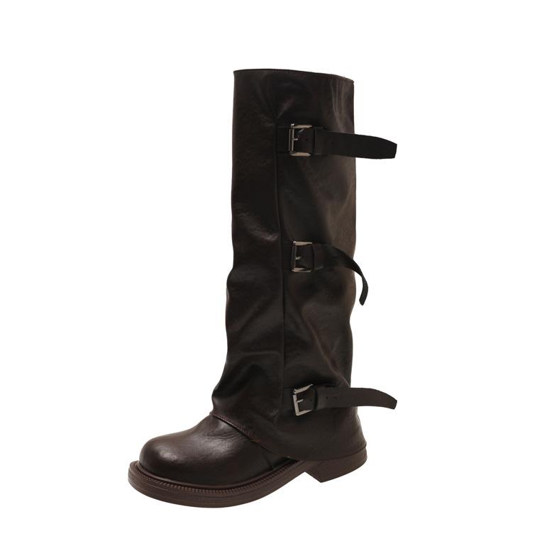 Damenstiefel mit dicker Sohle und langem Schaft, 2025 neu, Herbst und Winter, Hosen-Stapelstiefel, hochsohlig, aber knieschlank, lange Stiefel