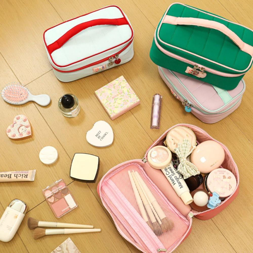 Handbag Contrast Color Cosmetic Bag Macaron Color Toiletries Bag Sweet Fresh Makeup Bags  Student
