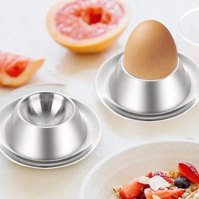 New Egg Cup Holder Set of Stainless Steel Egg Cups Plates Tableware Holder for Hard Soft Boiled Egg Kitchen Display