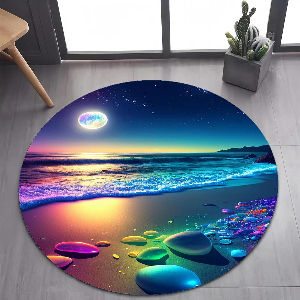 Colorful Pebble Rainbow Road Beach Stone 26 Style New Round Carpet Rug for Bedroom Living Room Decoration,pet Decor Floor Mat
