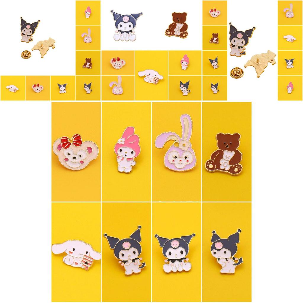 Adorable Sanrio Metal Cartoon Rabbit Melody Kulomi Brooch For Student Bags