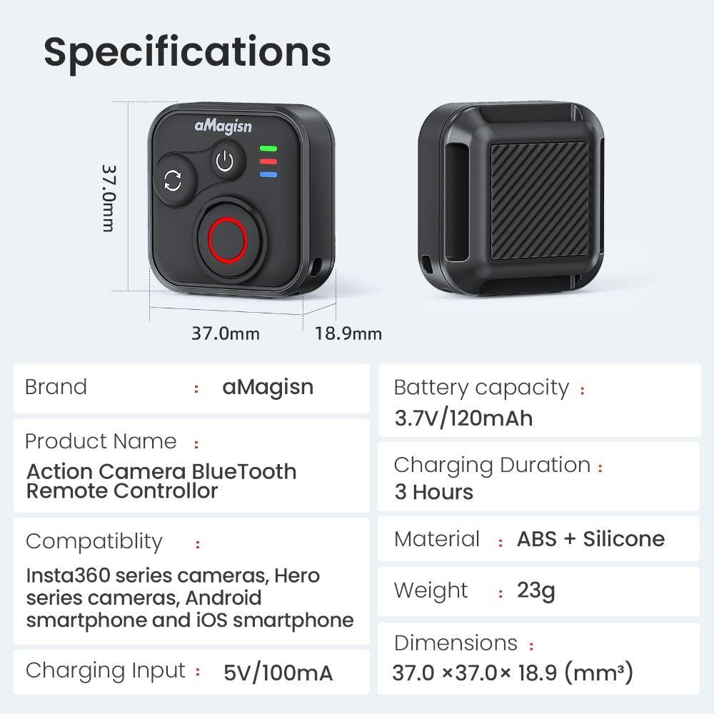 50M Bluetooth-Fernbedienung Multifunktionaler Bluetooth-Controller für Insta360 X5/X4/AcePro 2