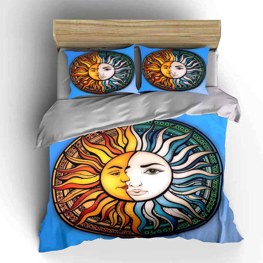 Sun and Moon Themed Decor Set kid's and adults' bedroom decor, Exquisite three-piece bedding set gift
