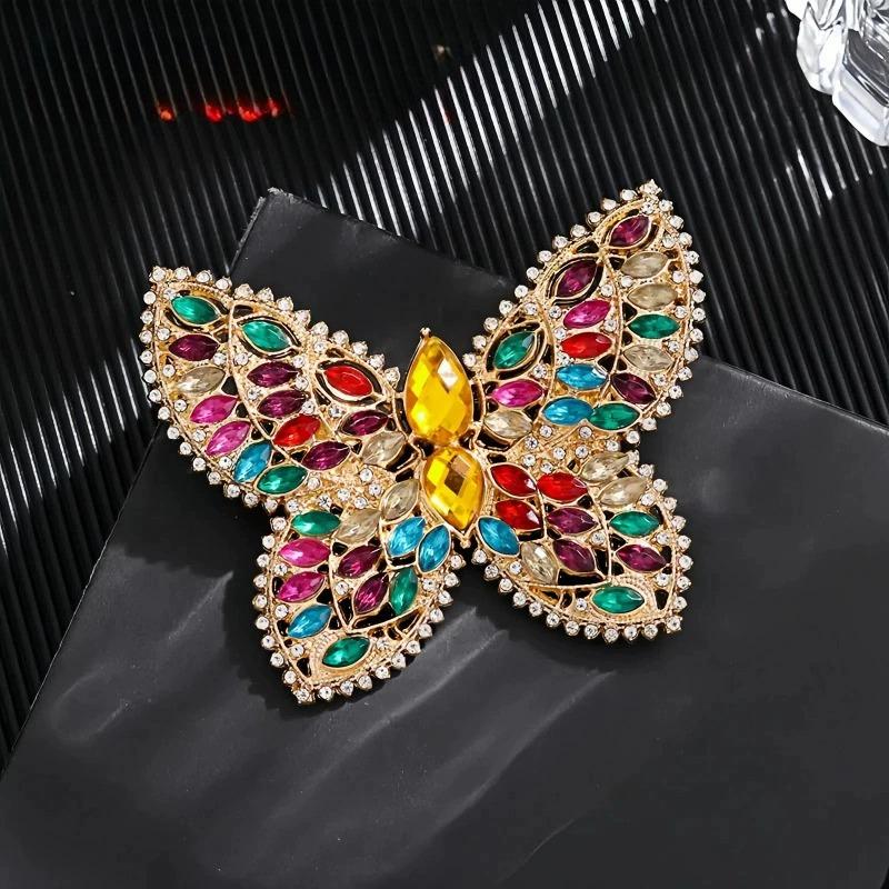 SKEDS Französische Schwere Handwerkskunst Schmetterlingsbrosche Damen Luxus Strass-Insekten-Anstecker Persönlichkeit Eleganter Schmuck Klassischer Schmuck