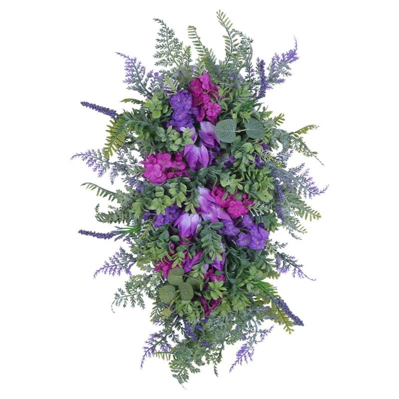 

Tulips Wreath for Front Door Spring Artificial Flower Wreath with Hyacinths Hydrangeas Lavenders Wall Hangings Decorations 1