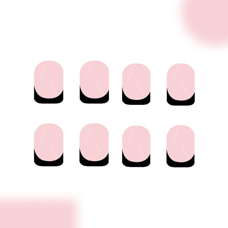 24 Stück Schwarze French Tip Aufklebenägel Kurz Quadratisch Falsche Nägel Einfache Acrylnägel Glänzend Vollabdeckung Aufklebenägel