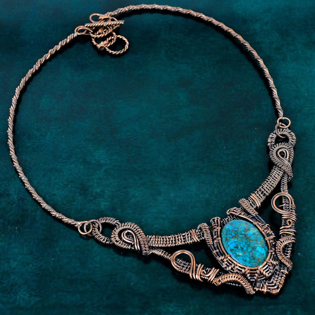 Chrysocolla necklace handmade copper wire wrapped necklace jewelry ooak necklace gemstone jewelry gift for her designer necklace for women