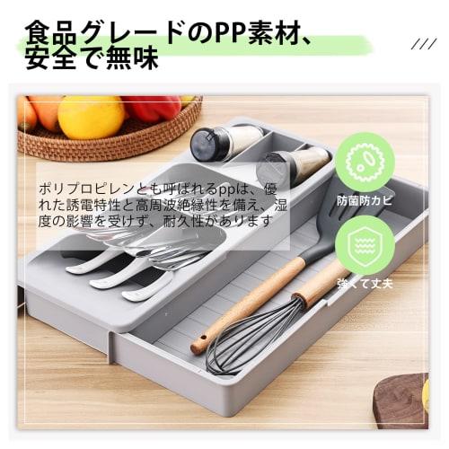 KR KITCHENRAKU Cutlery Case with Drawer, Cutlery Storage Box, Dish Tray, Extendable, Kitchen Storage Case, Small Item Storage, Kitchen Tools (Type 2)