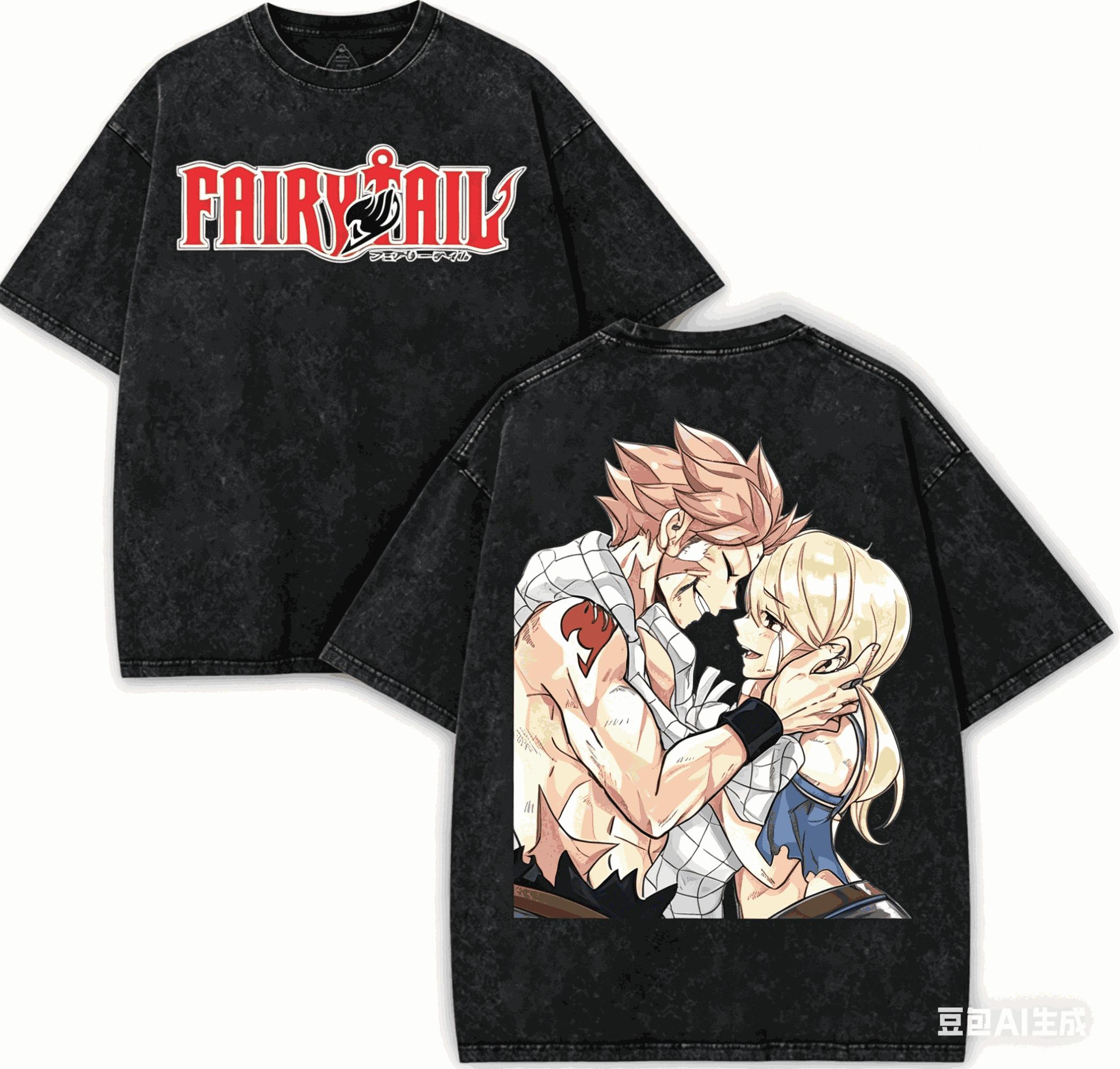 

FAIRY TAIL Washed T-shirt personality Clothes New Model Anime T-shirt Year round clothing Couples Plus Size Unisex Classic L
