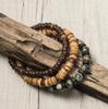 Mehrschichtiges, stapelbares Armband-Set aus Holzperlen für Damen und Herren im handgefertigten afrikanischen Türkis-Stil